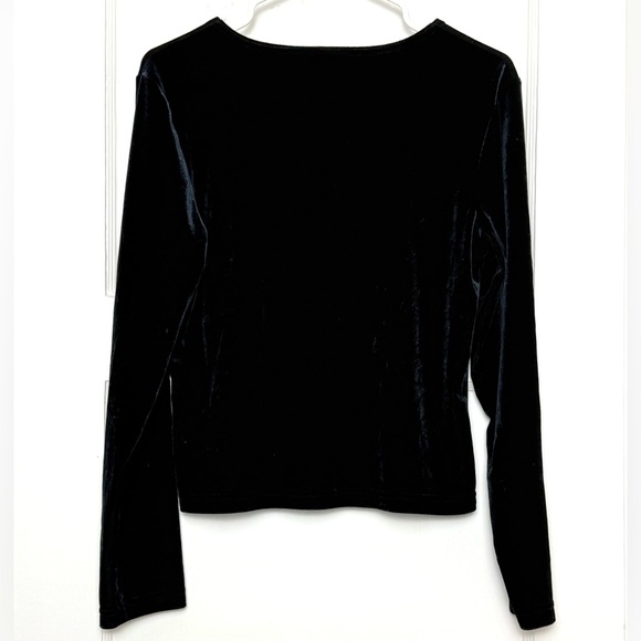 VINTAGE 90s Glitter Dragon Velvet Long Sleeve Cyber Y2K Mall Goth Alt Top Large - Picture 3 of 4